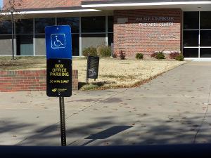 Photo of ADA parking by Duerksen close to main entrance.
