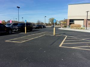Photo of ADA parking on Southwest side of entrance.
