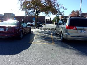 A photo of the closest ADA parking for Ablah just Northeast of the Media Resources Center. 