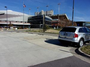 Photo of ADA parking southwest of Koch Arena entrance