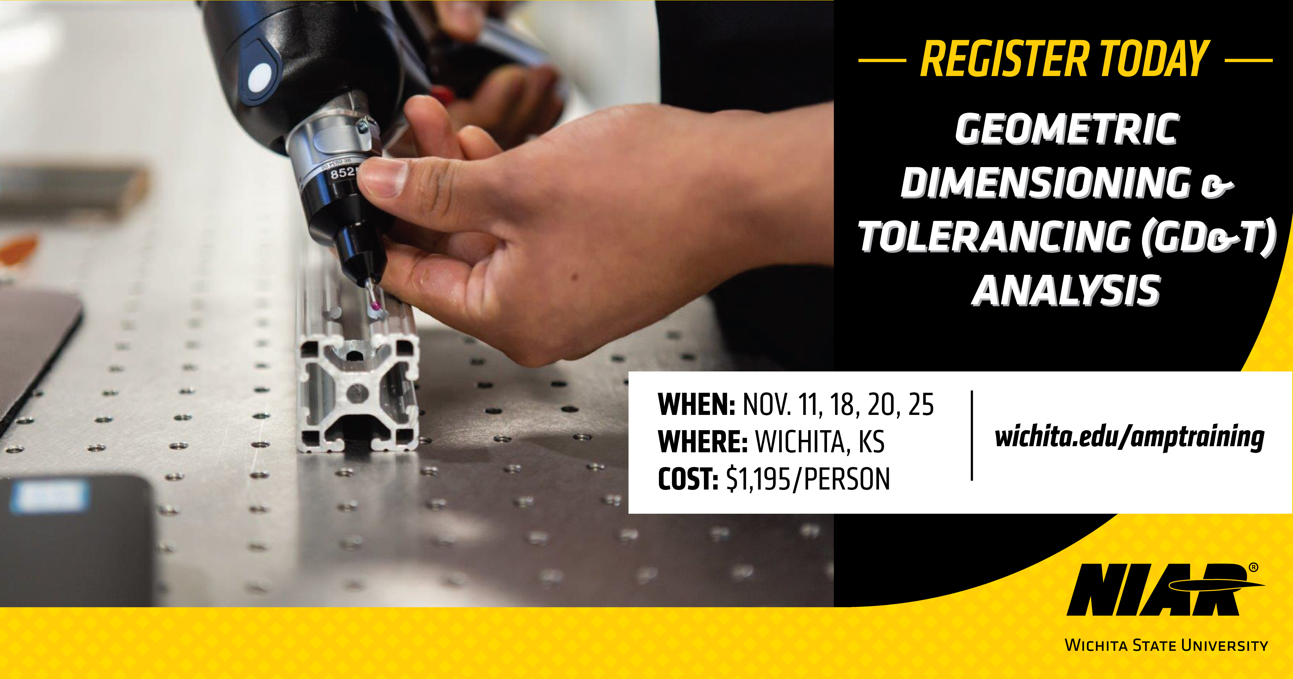 GD&T Analysis course taking place in November 2025 with the cost and location of the course