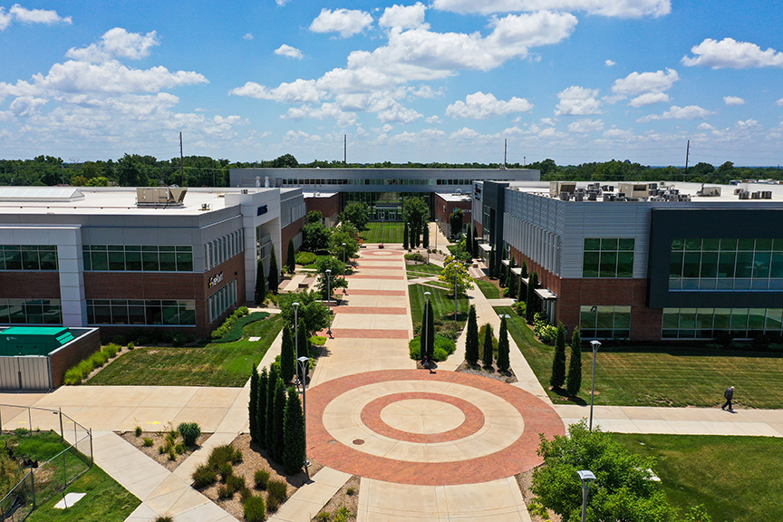 Image of the Innovation Campus buildings - Airbus, John Bardo Center and Partnership Building 2