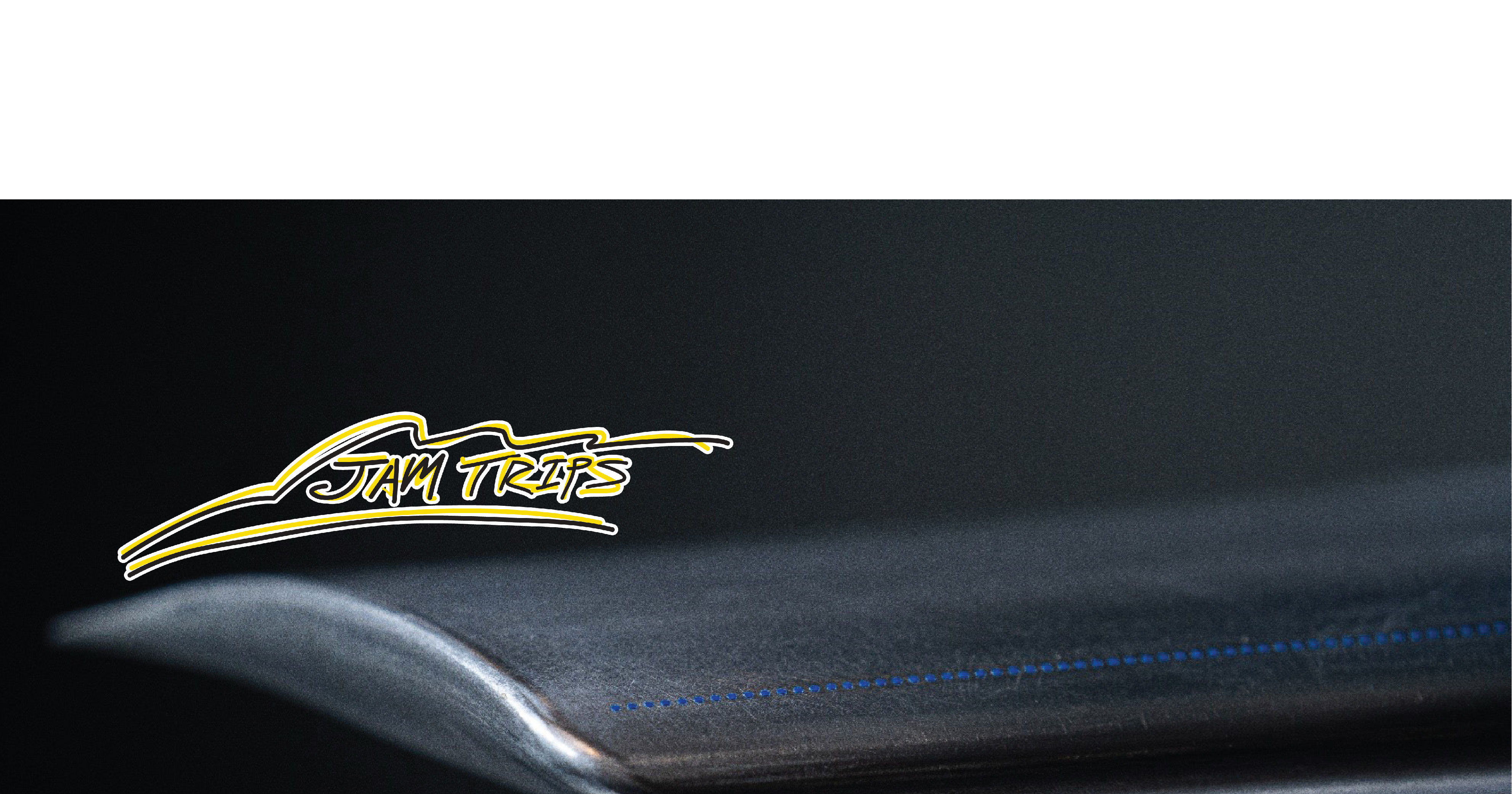 Jam Trips logo over airplane wing