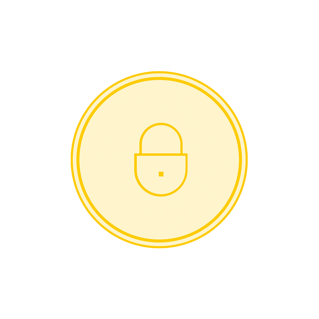 Ennovar Cyber Security icon. Yellow circle with padlock.