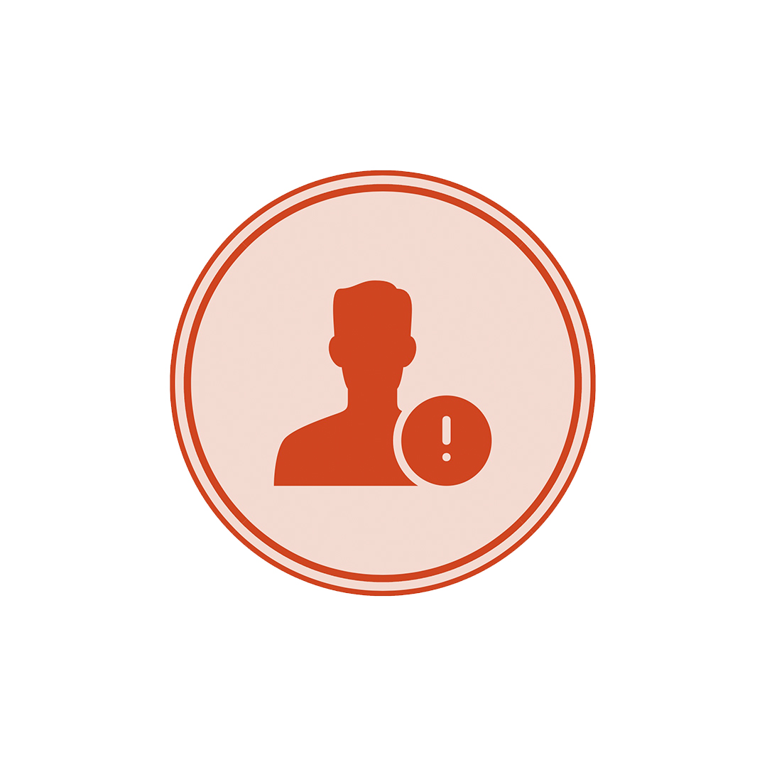 Ennovar Technical Support Services icon. Red circle with silhouette