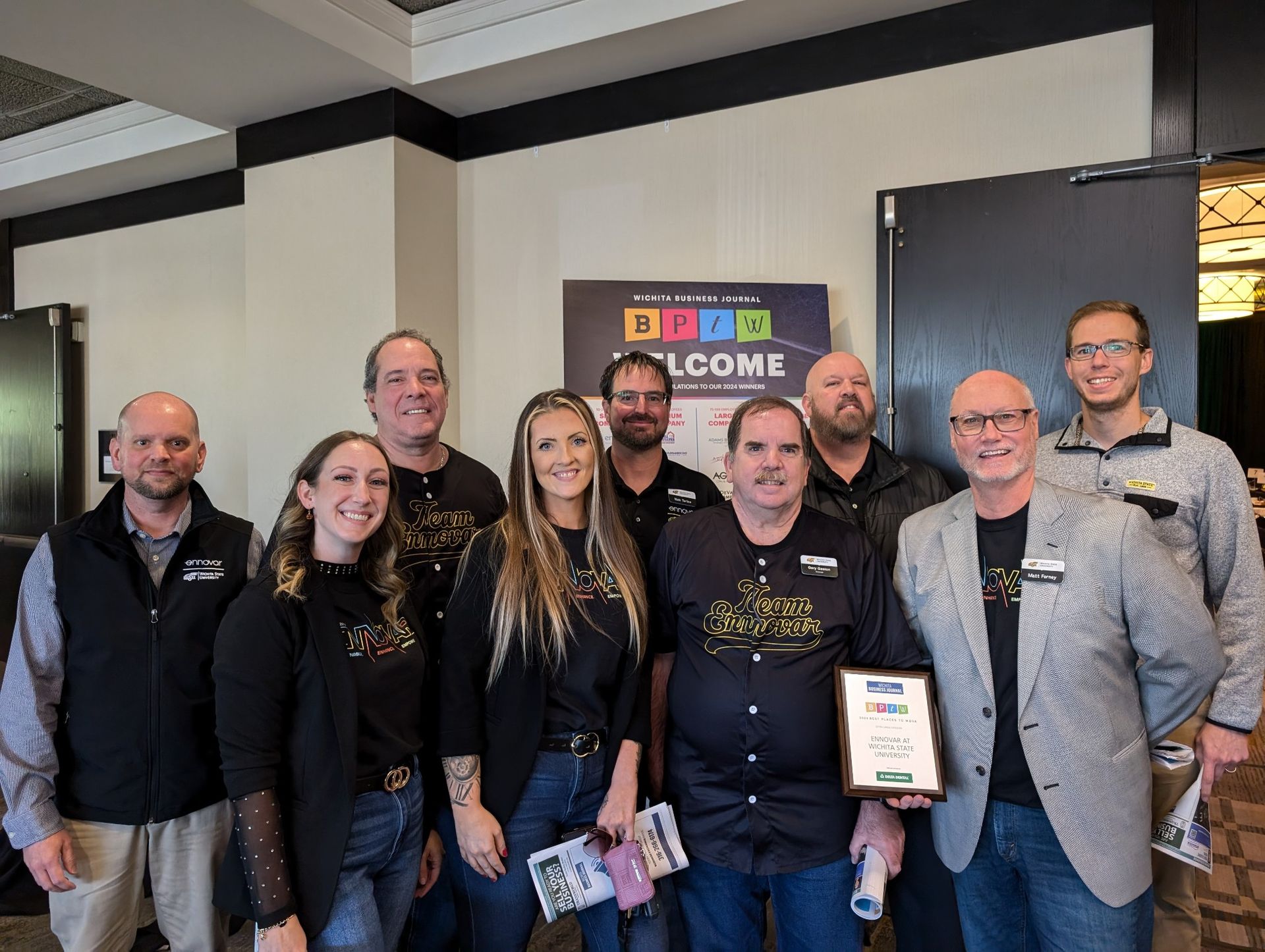 Photo of Ennovar staff at Wichita Bussiness Journal's Best Places to Work event