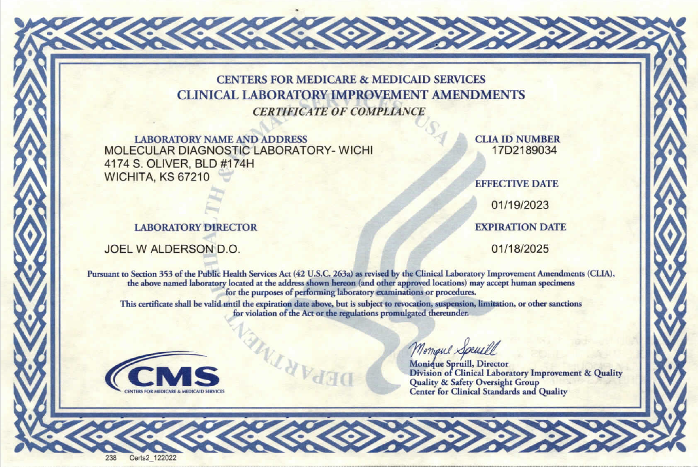 WSU MDL CLIA Certification