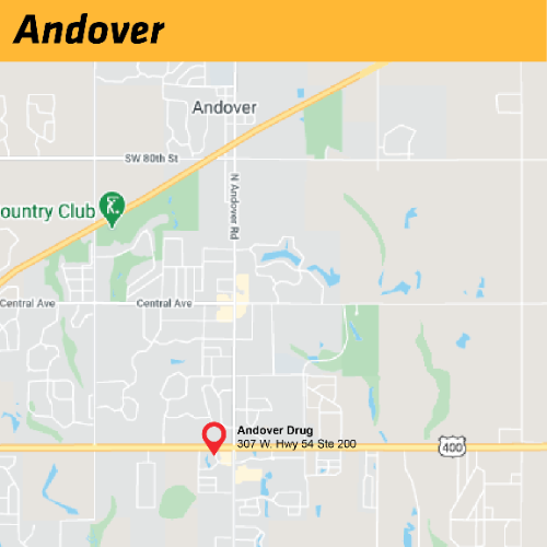 Map of Testing locations in Andover