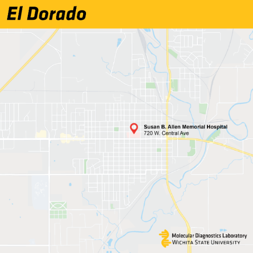 Map of Testing locations in El Dorado