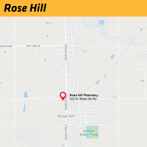 Map of Testing locations in Rose Hill