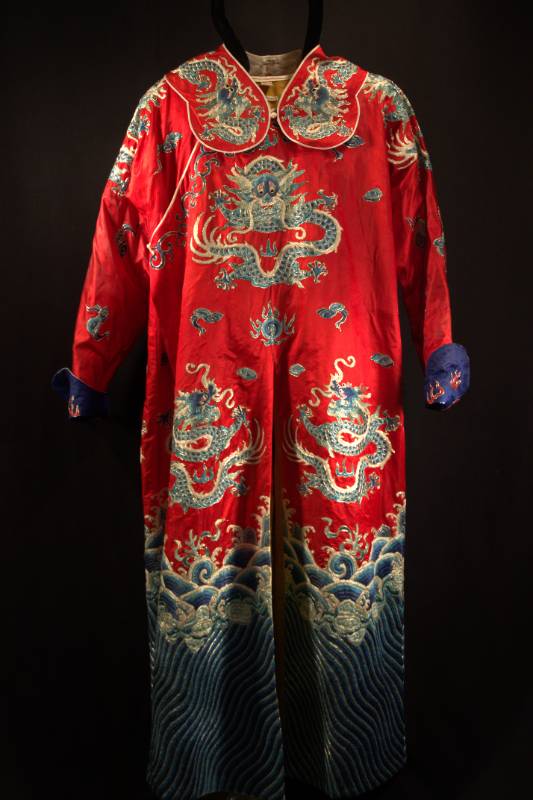 Dragon Hanfu Red Hanfu with blue dragon design.