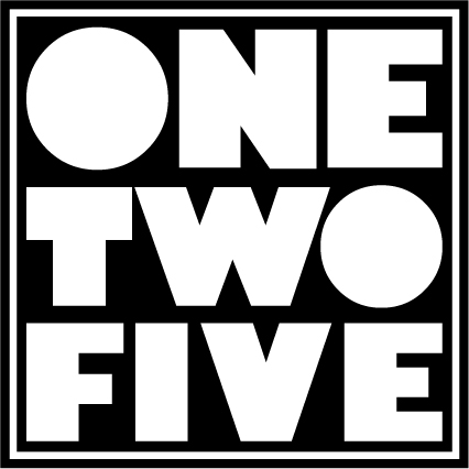 One Two Five Logo Title of the show in the form of a graphic element, One Two Five