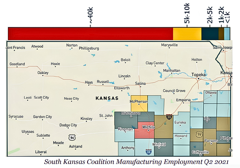 Map for South Kansas Coalition Manufacturing Employment Q2 2021