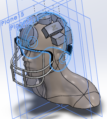 Graphic modeling concussion dynamics for a football player. 