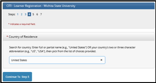 a. Enter your Country of Residence (full or partial) and pick from the drop down list a. Enter your Country of Residence (full or partial) and pick from the drop down list