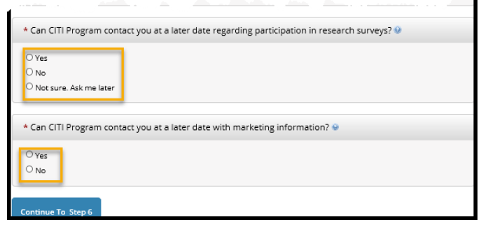 b. Select one of the 3 options for participation in research surveys and marking information (your personal choice) b. Select one of the 3 options for participation in research surveys and marking information (your personal choice)