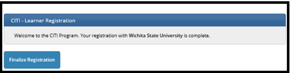 Click Finalize Registration Click Finalize Registration