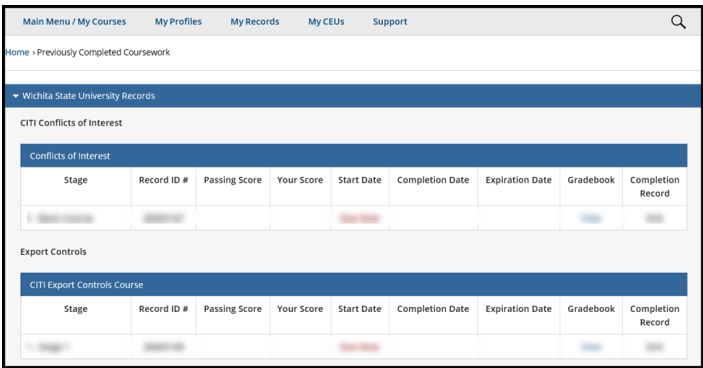 Use this option to view coursework status: Use this option to view coursework status: