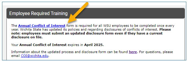Annual Conflict of Interest Annual Conflict of Interest
