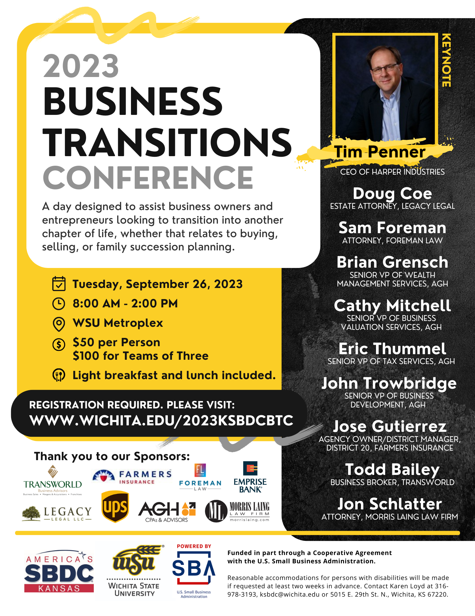 WSU KSBDC Business Transitions Conference Flyer