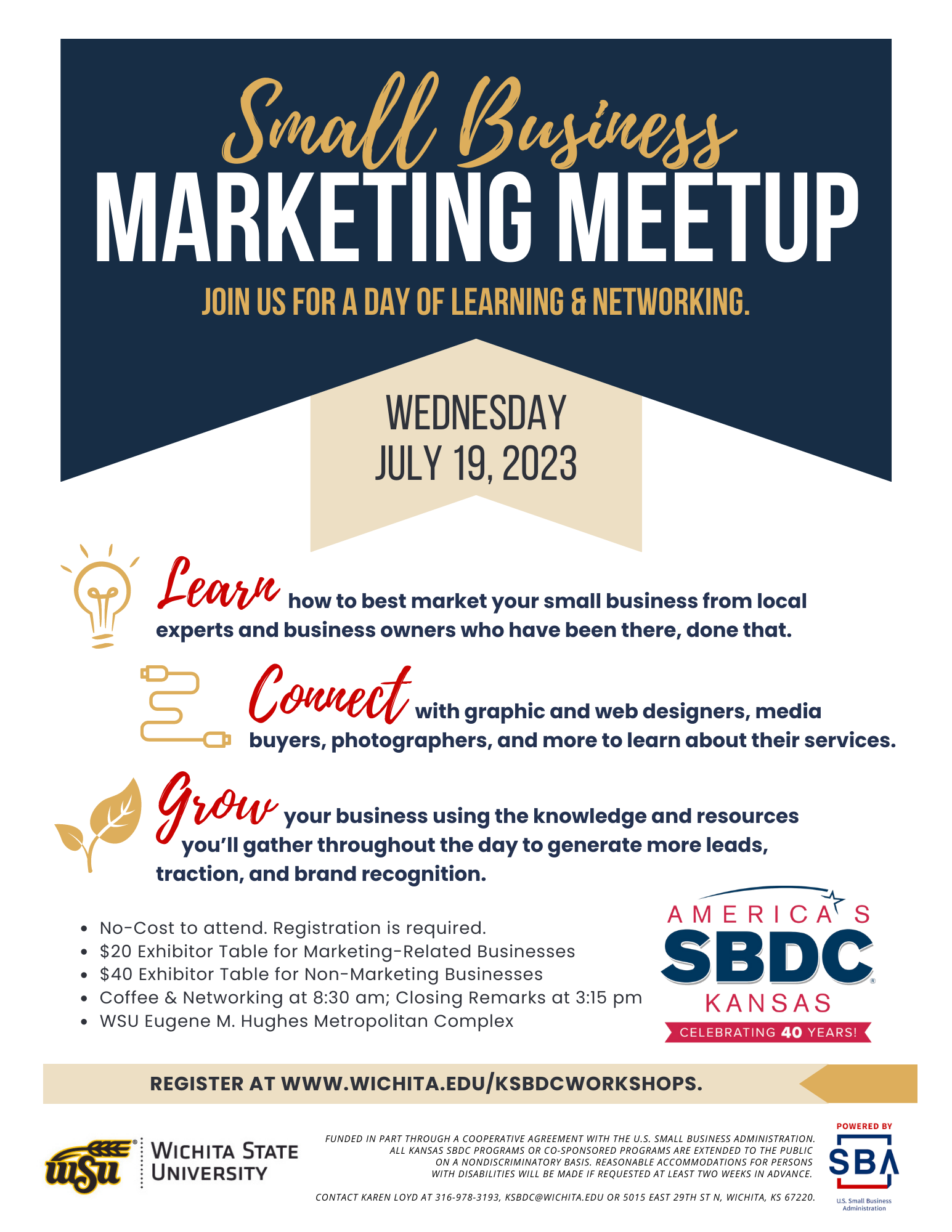 Sample flyer picture: WSU KSBDC 2023 Small Business Marketing Meetup