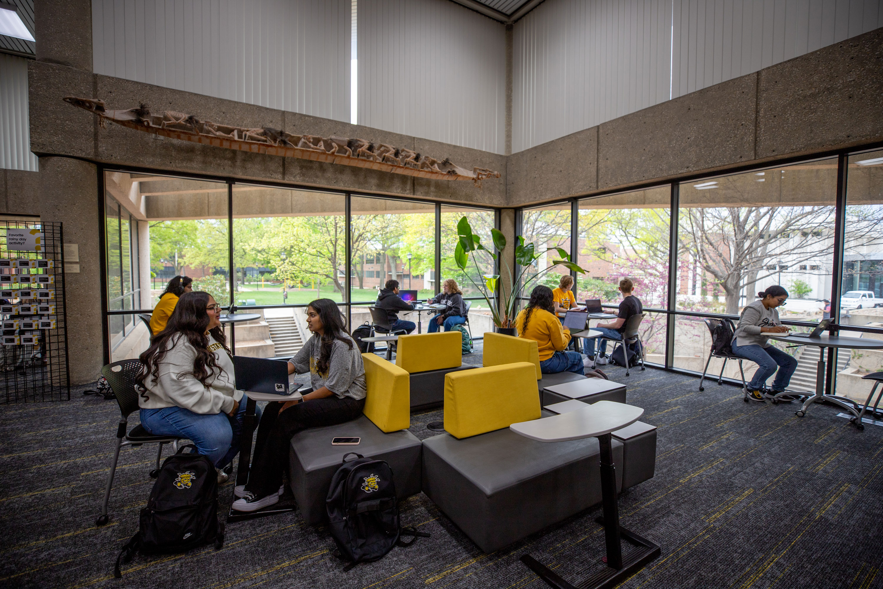 students in the library