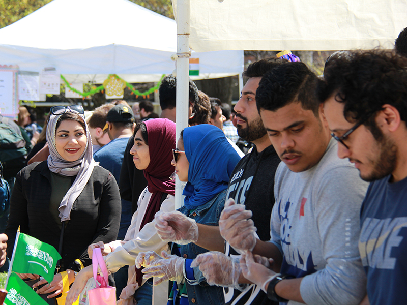 Students enjoying a variety of cultures and their foods at Interfest