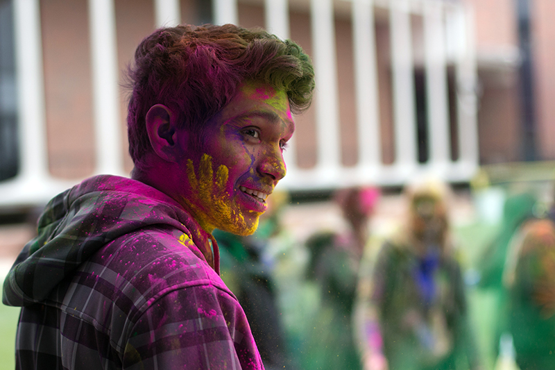 A student at the Holi Festival of Colors celebration