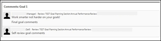 My performance comments for goal 1