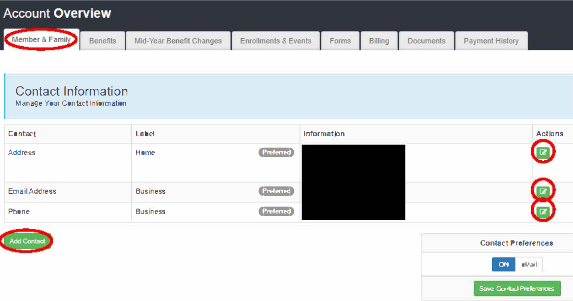 contact info of member&family image