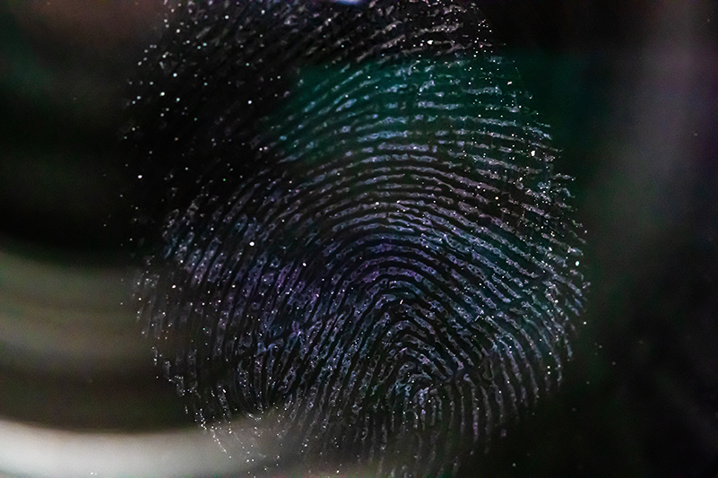 A fingerprint on glass