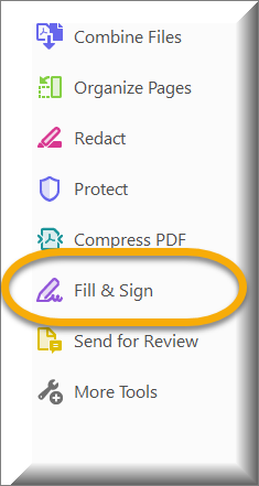 Fill & Sign in the tools menu