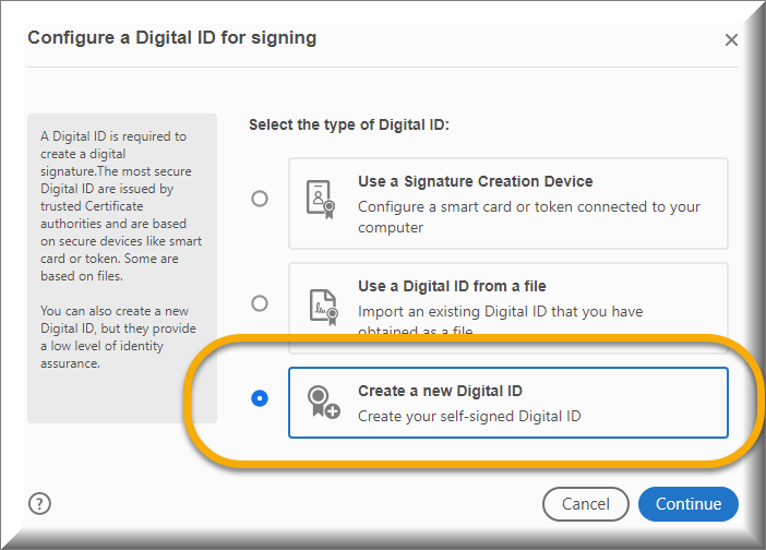 Create New digital ID