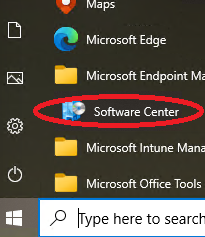Screenshot of Software Center icon circled in red. 