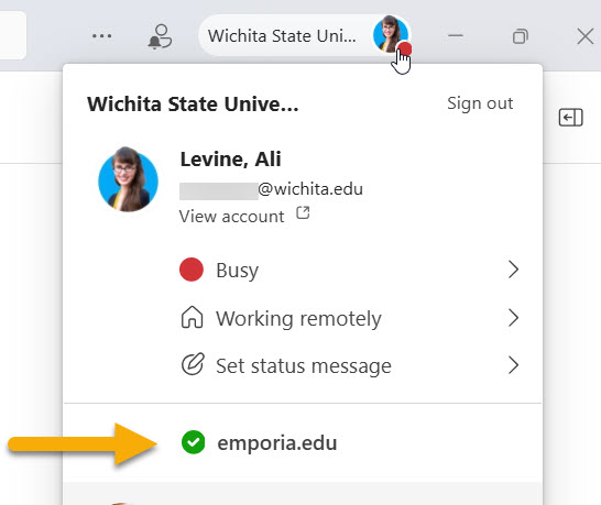 Visiting another org via upper right menu