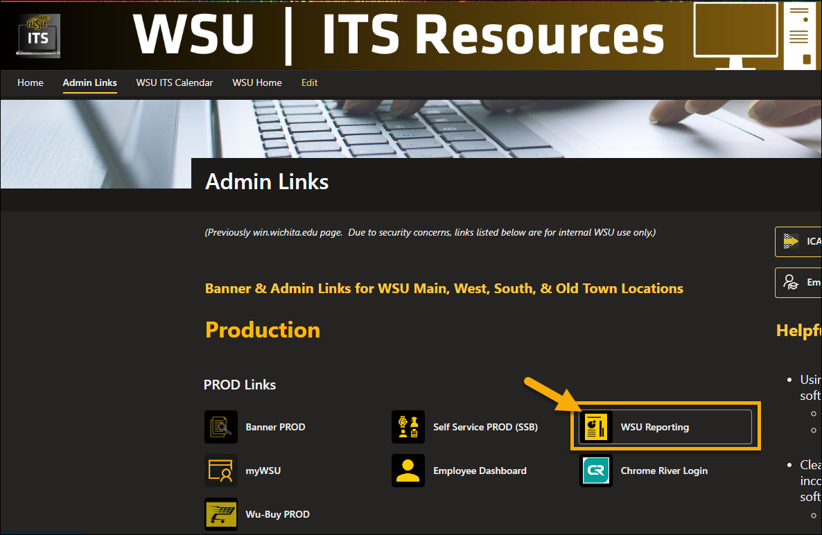 How to access WSU Reporting from win.wichita.edu