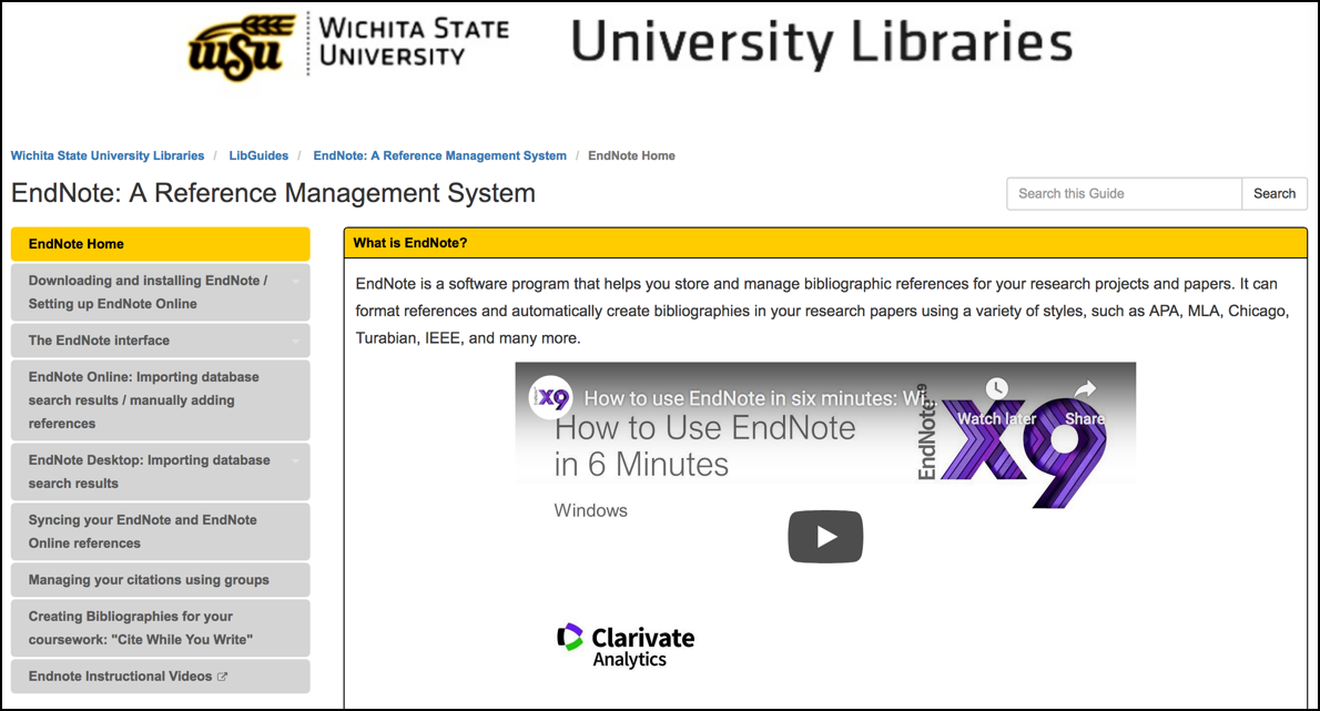 Image of Libraries EndNote Page