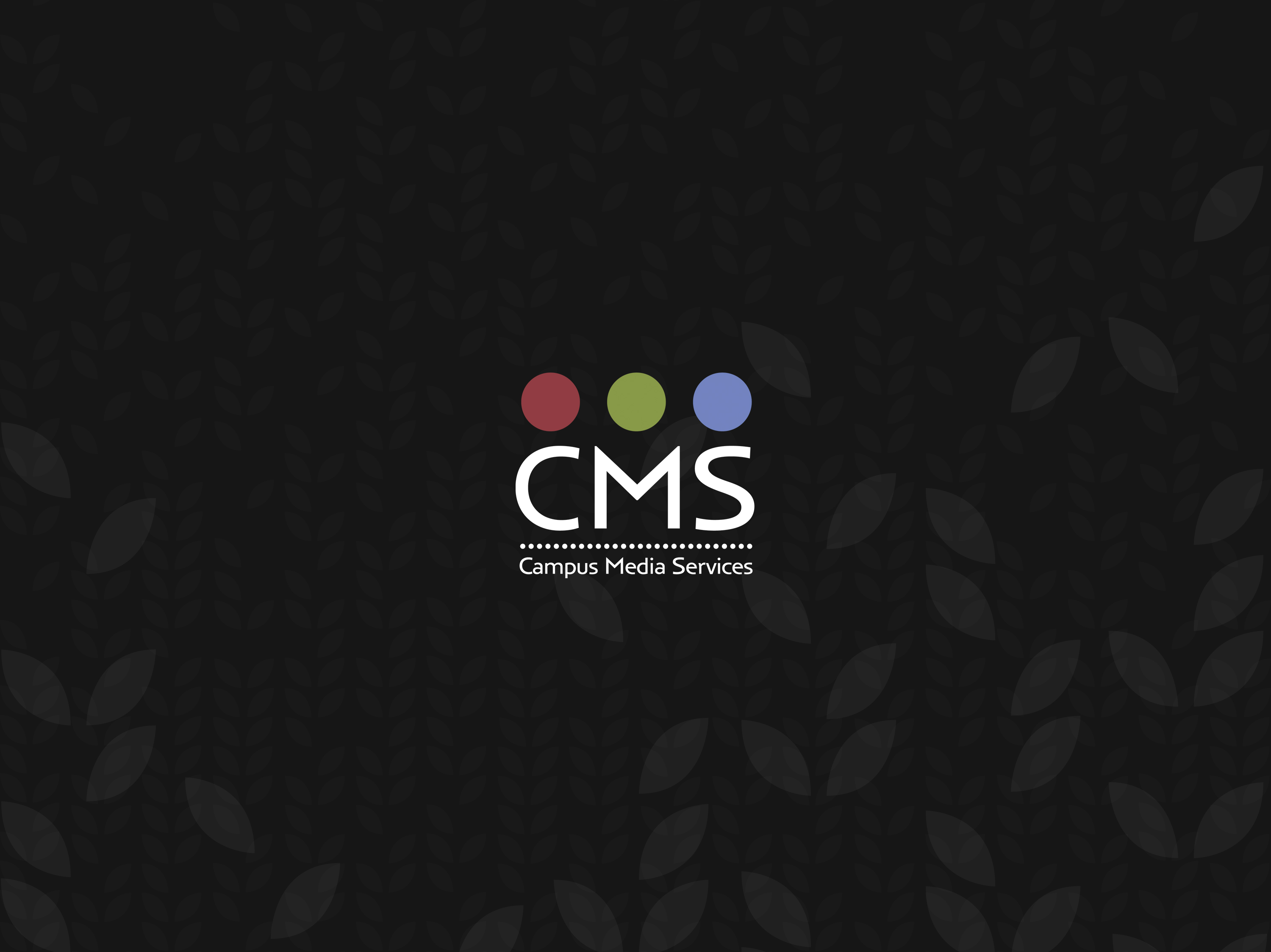 Campus Media Services Logo with red, green, and blue Dots above the name