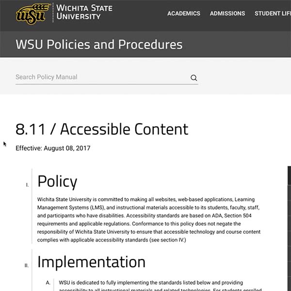 image of WSU accessiblity page