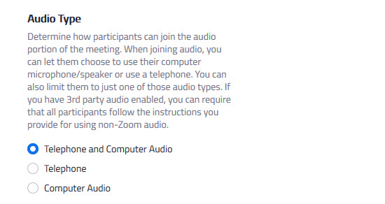 Audio Settings for Zoom Meetings