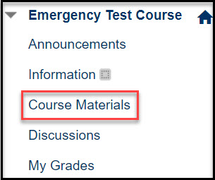 Finding the Course Materials tab
