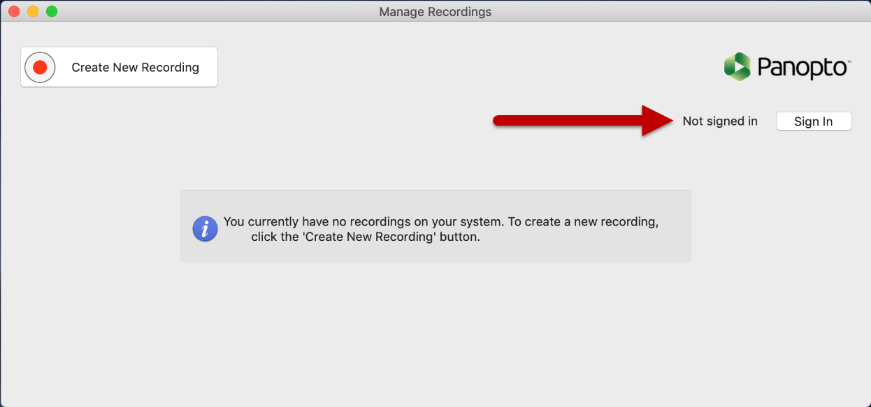 Sign into the Panopto Recorder on Mac