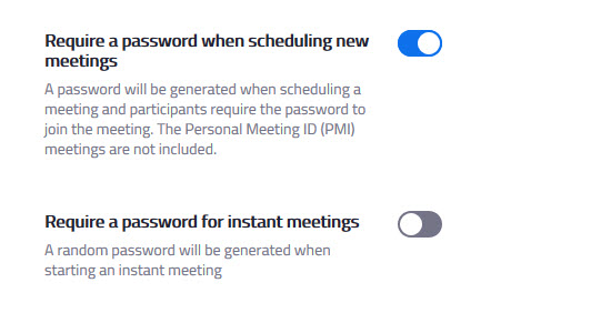 Require a password for zoom meetings