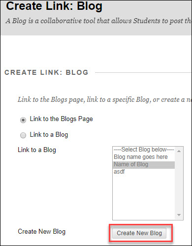 create new blog button