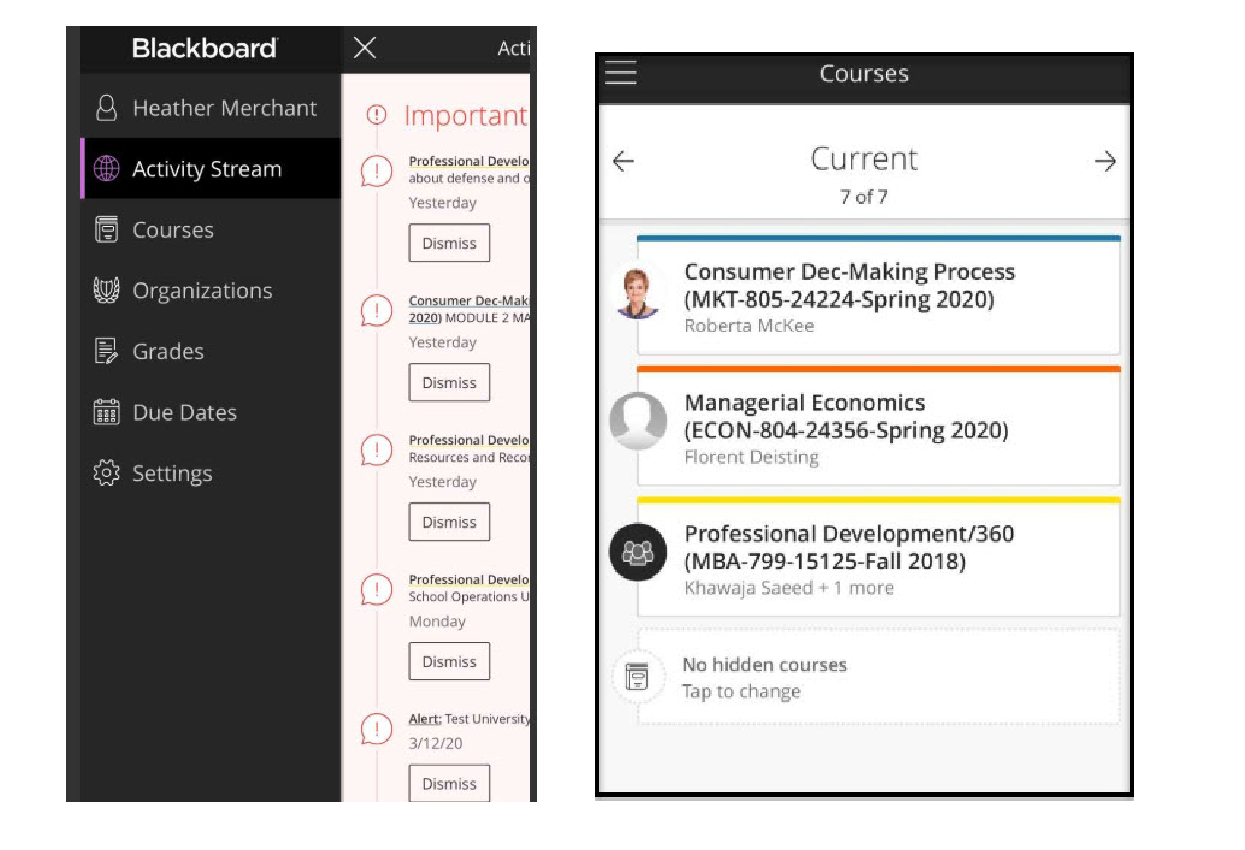 Blackboard mobile screenshot