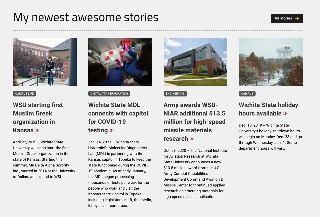 Building News Sections on the WSU site