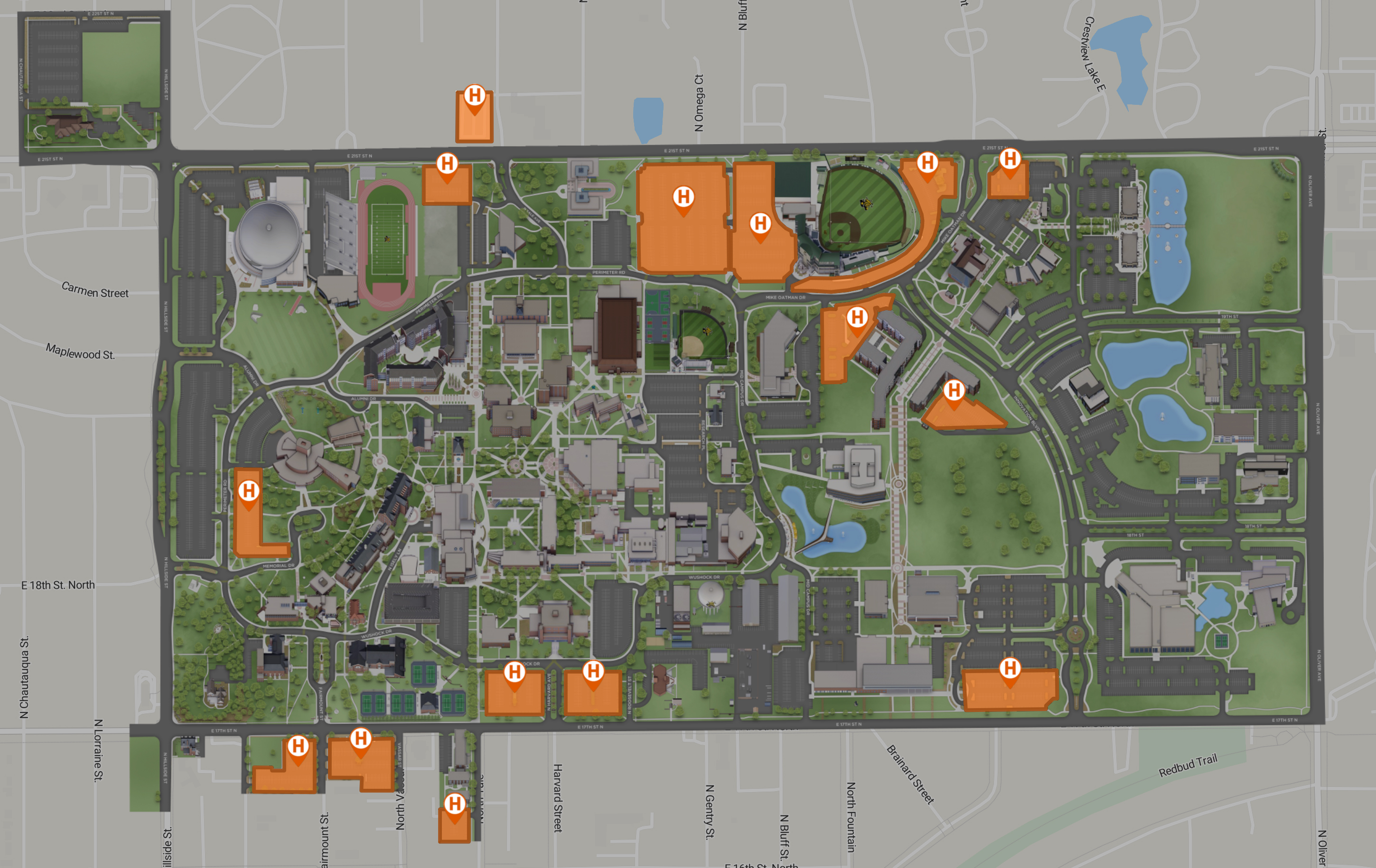 Shocker Hall Student parking map