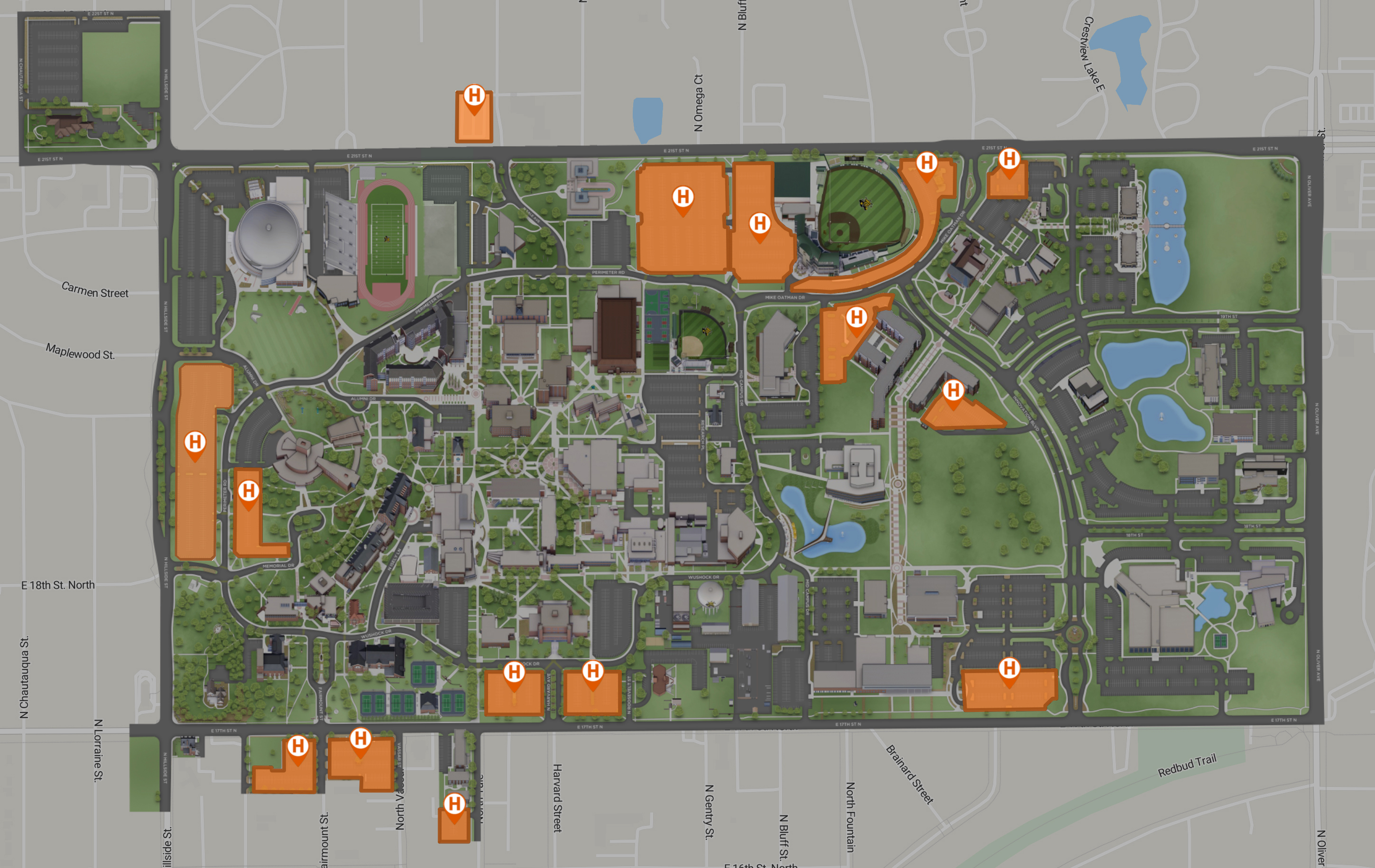 Shocker Hall Student parking map