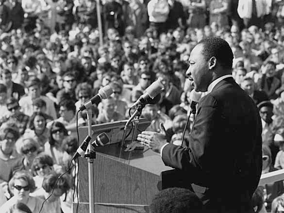 Martin Luther King, Jr., speaking to a crowd