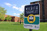 Wichita public transit sign on campus